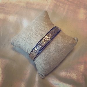 Silver Hawaiian plumeria cutout cuff bracelet